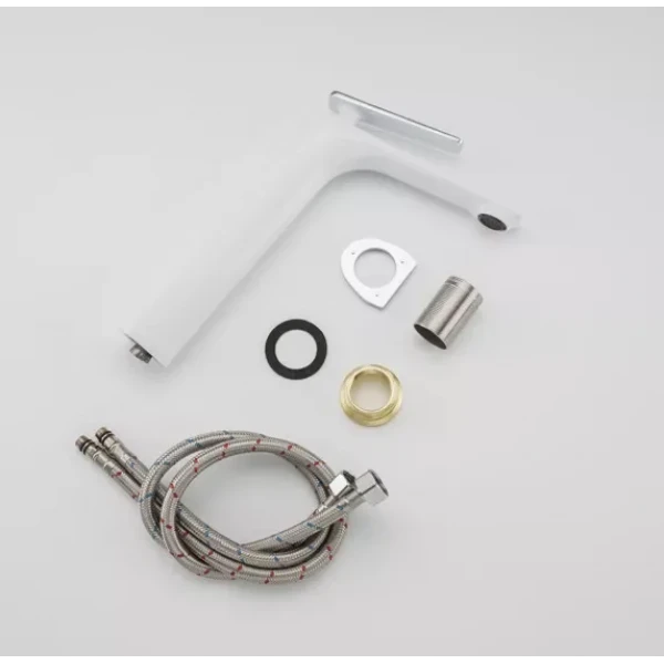 Смеситель для умывальника FRAP F1058-2 высокий белый/хром