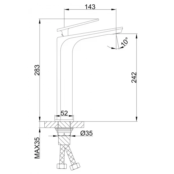 Смеситель для умывальника FRAP F1058-2 высокий белый/хром