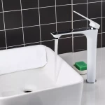 Смеситель для умывальника FRAP F1052-54 высокий белый/хром