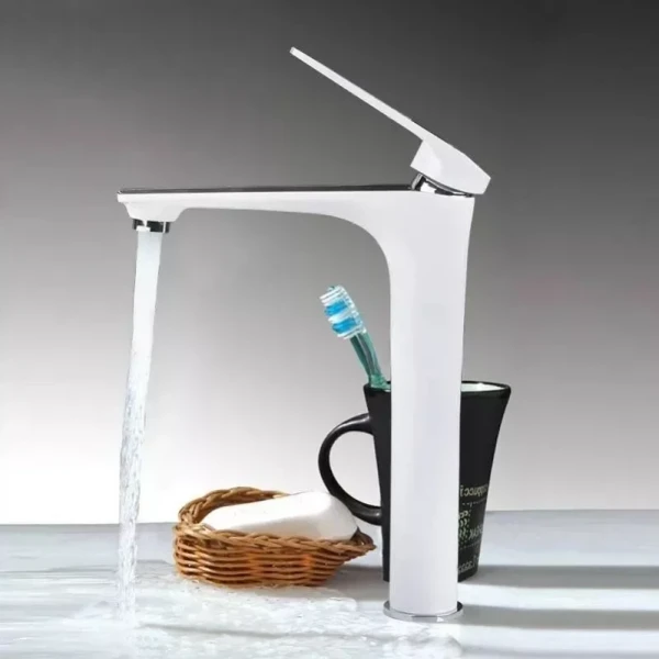 Смеситель для умывальника FRAP F1052-54 высокий белый/хром