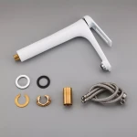 Смеситель для умывальника FRAP F1052-54 высокий белый/хром