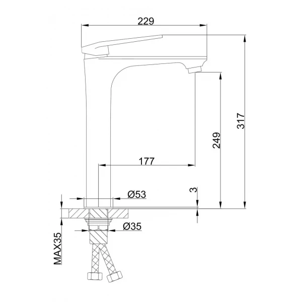 Смеситель для умывальника FRAP F1052-54 высокий белый/хром
