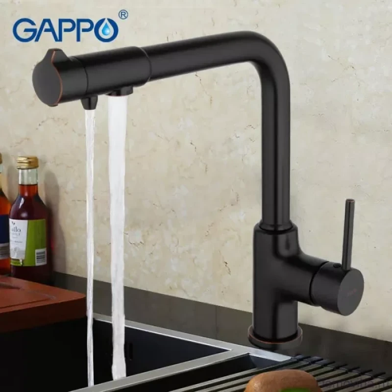 Смеситель для кухни GAPPO G4390-10 черный с подключением фильтра питьевой воды