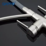 Смеситель для кухни GAPPO G4398 с гибким изливом серый/сатин на две воды