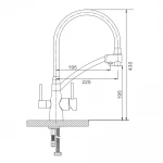Смеситель для кухни GAPPO G4398 с гибким изливом серый/сатин на две воды