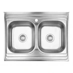Кухонная мойка WEZER 7848(08) Decor 790x480x180 мм на две чаши с сифоном