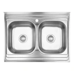 Кухонная мойка WEZER 7848(08) Decor 790x480x180 мм на две чаши с сифоном