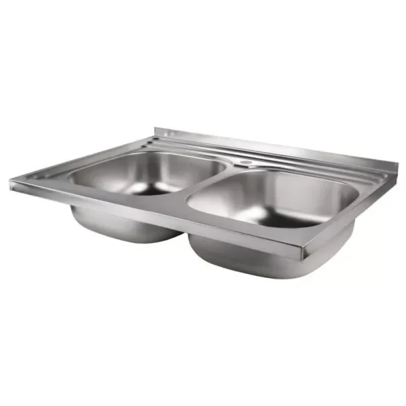 Кухонная мойка WEZER 7848(08) Decor 790x480x180 мм на две чаши с сифоном