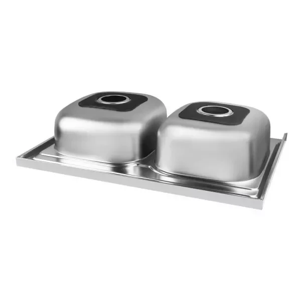 Кухонная мойка WEZER 7848(08) Decor 790x480x180 мм на две чаши с сифоном