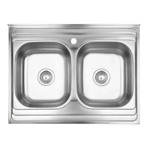 Кухонная мойка WEZER 7848(08) Decor 790x480x180 мм на две чаши с сифоном