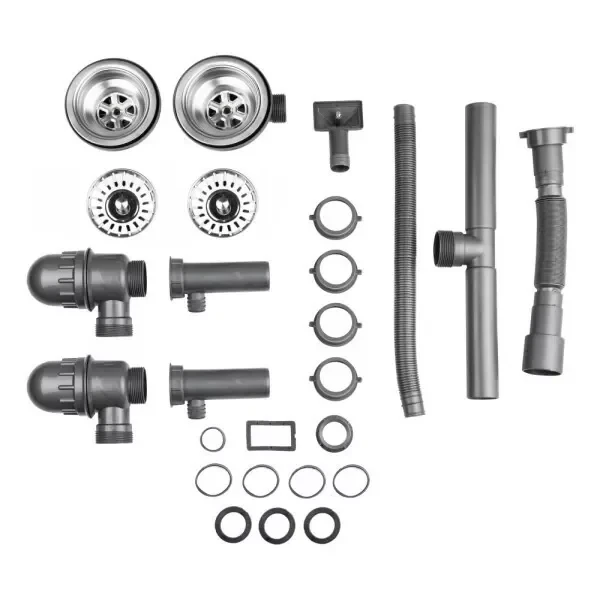 Кухонная мойка WEZER 7848(08) Decor 790x480x180 мм на две чаши с сифоном