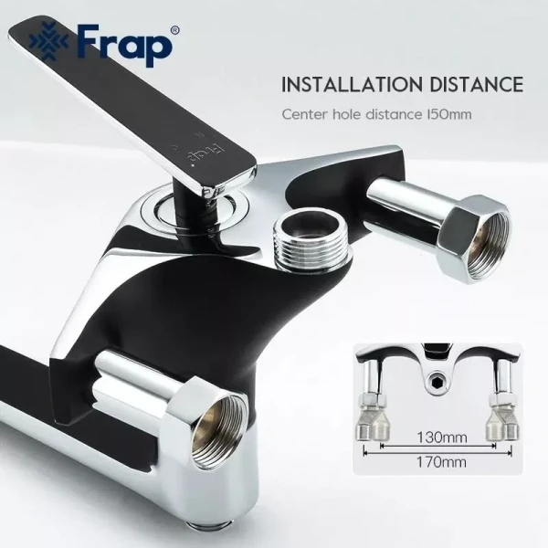 Душевая система FRAP F2457 с поворотным изливом, переключателем на лейку/душ, 3 режима черный/хром