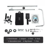 Душевая система FRAP F2457 с поворотным изливом, переключателем на лейку/душ, 3 режима черный/хром