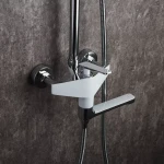 Душевая система FRAP F2458 с поворотным изливом и переключателем на лейку/душ 3 режима белая/хром