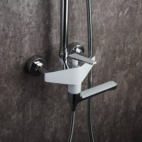 Душевая система FRAP F2458 с поворотным изливом и переключателем на лейку/душ 3 режима белая/хром