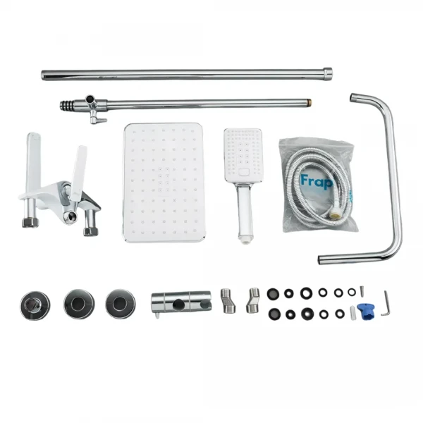 Душевая система FRAP F2458 с поворотным изливом и переключателем на лейку/душ 3 режима белая/хром