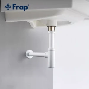 Сифон для раковины FRAP F82-6 белый латунный под донный клапан.