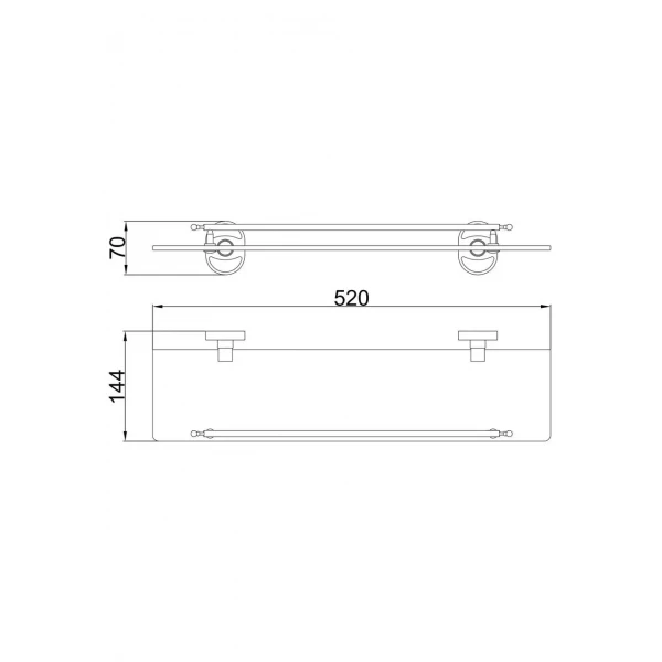 Полка стеклянная FRAP F1907 520 мм хромированная