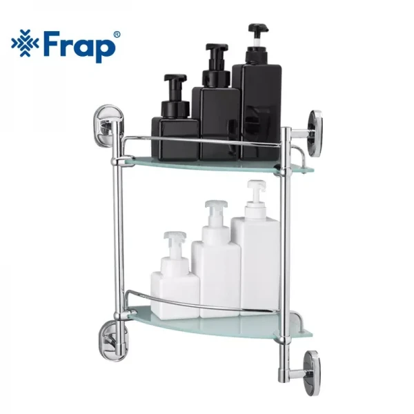 Полка стеклянная угловая FRAP F1907-2 2-х ярусная 290х290 мм