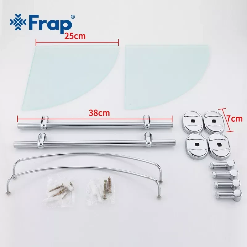 Полиця скляна кутова Frap F1907-2, 2-х ярусна, 290х290 мм