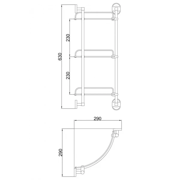 Полка угловая стеклянная FRAP F1907-3 290x290 мм трехъярусная