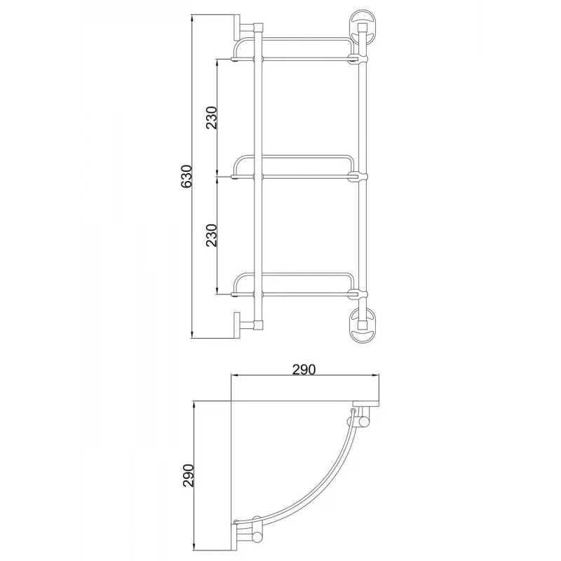 Скляна полиця кутова Frap F1907-3, 3-х ярусна, 290х290 мм