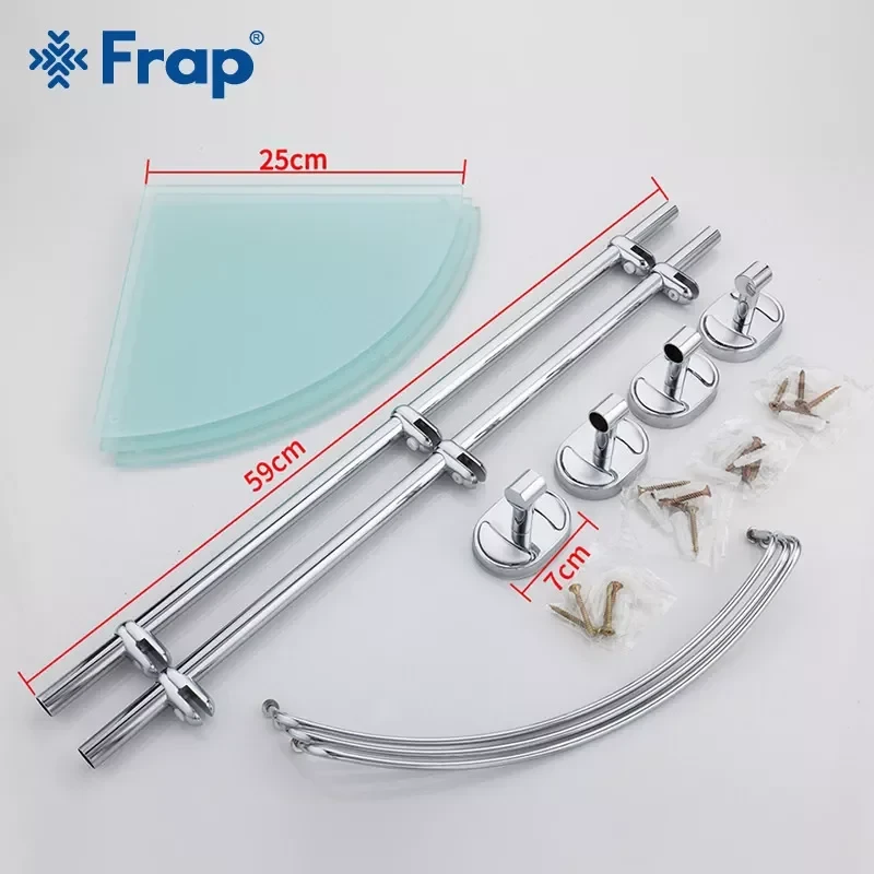 Скляна полиця кутова Frap F1907-3, 3-х ярусна, 290х290 мм