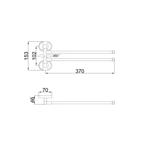 Полотенцедержатель FRAP F1912 поворотный двойной 370 мм хромированный