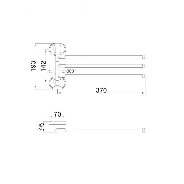 Тримач для рушника Frap F1913 поворотний 3-й, 370 мм, хром