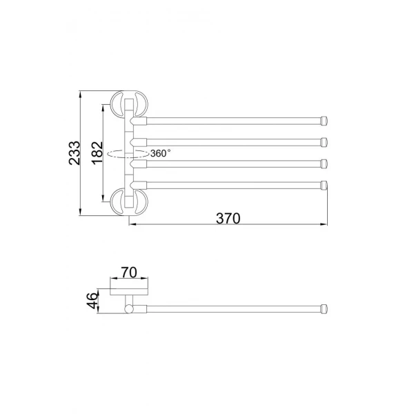 Тримач для рушника Frap F1914 поворотний 4-й, 370 мм, хром
