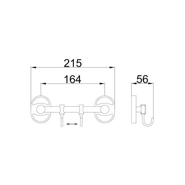 Полотенцесушитель FRAP F1915-2 на 2 подвижных крючка 190 мм хромированная
