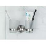 Двойной стакан для зубных щеток FRAP F30108 нержавеющая сталь.