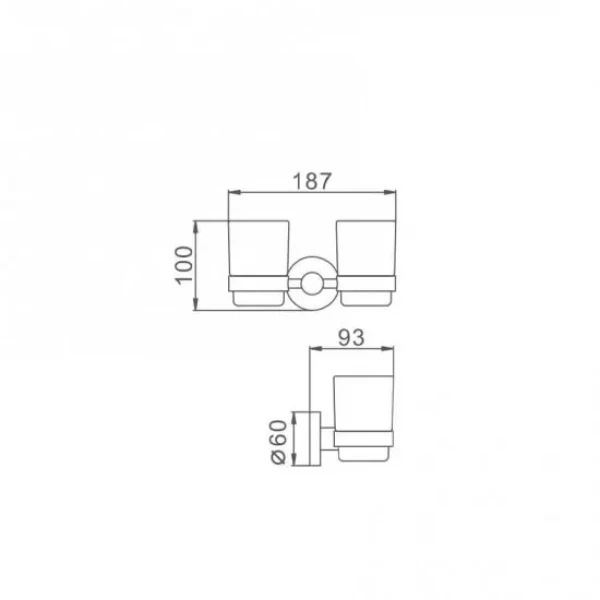 Двойной стакан для зубных щеток FRAP F30108 нержавеющая сталь.