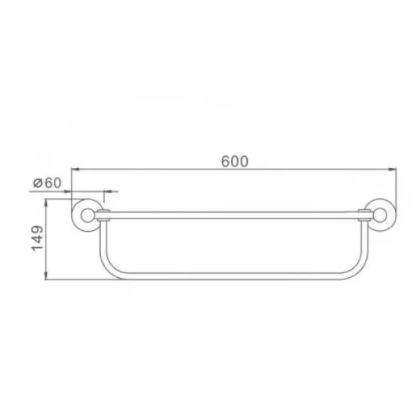 Полка с держателем для полотенец FRAP F30124 нержавеющая сталь 600 мм