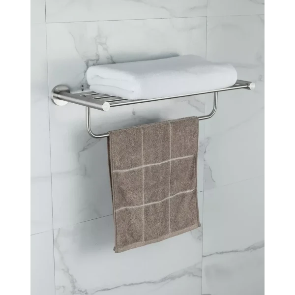 Полка с держателем для полотенец FRAP F30124 нержавеющая сталь 600 мм