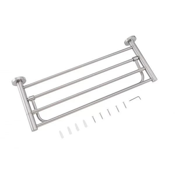 Полка с держателем для полотенец FRAP F30124 нержавеющая сталь 600 мм