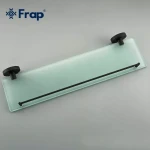 Полка стеклянная FRAP F30207 500 мм из нержавеющей стали черная