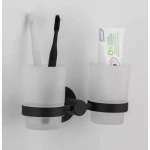 Двойной стакан для зубных щеток FRAP F30208 нержавеющая сталь черный