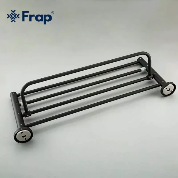 Полка с держателем для полотенец FRAP F30224 600 мм нержавеющая сталь черная