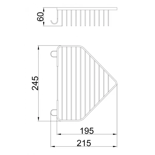Полка угловая FRAP F335 металлическая 240х60 мм хромированная
