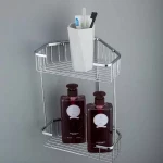 Полка угловая FRAP F335-1 2-х ярусная хромированная 240х320 мм