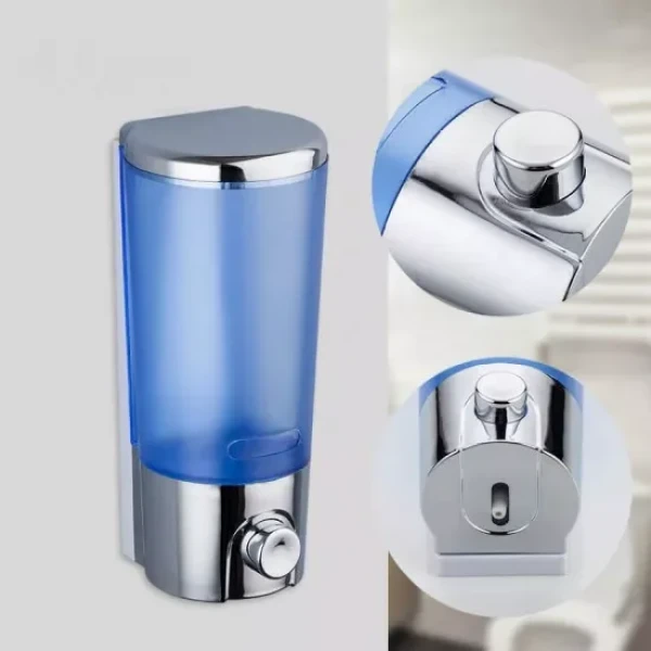 Дозатор жидкого мыла FRAP F406 400 мл пластик хромированный/синий