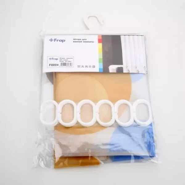 Шторка для ванной FRAP F8804 180x180 см полиэтилен желтая