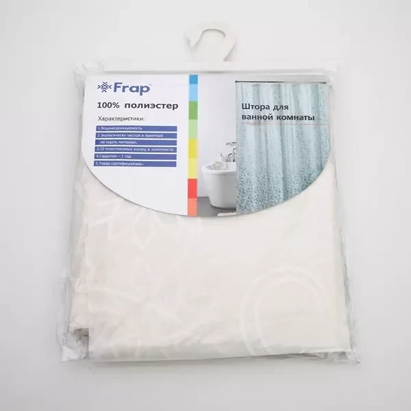 Шторка для ванной Frap F8805 180x180 см полиэтиленовая бело-серая.