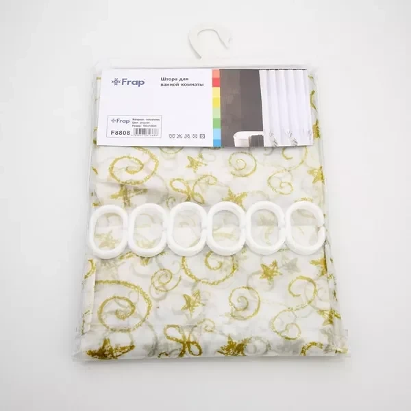 Шторка для ванной и душа FRAP F8808 180x180 см полиэтилен желтая