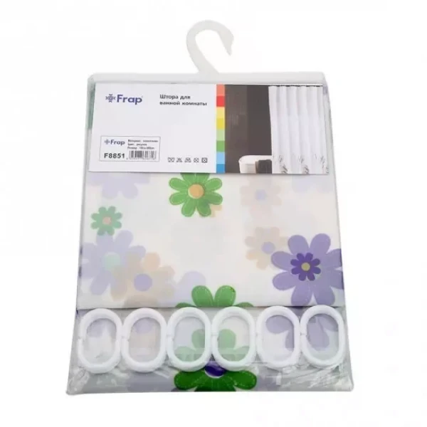 Шторка для ванної і душа Frap F8851, поліетилен, 180x200 см, білий