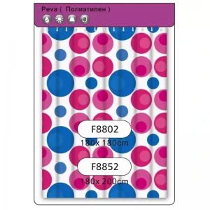 Шторка для ванної та душу Frap F8852, поліетилен, 180х200 см, рожевий