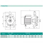 Центробежный насос SHIMGE 2SGP(m)25/140 1.1 кВт, максимальный напор 42 м, максимальная производительность 170 л/мин