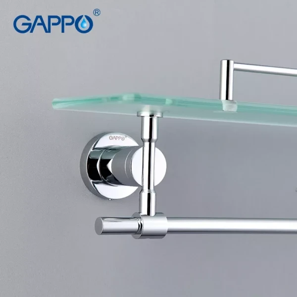 Полка с держателем для полотенец GAPPO G1807-4 580х120 мм хромированная