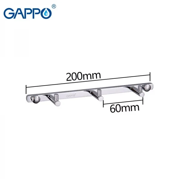 Полотенцесушитель GAPPO G202-3 с тремя крючками 200 мм хромированная
